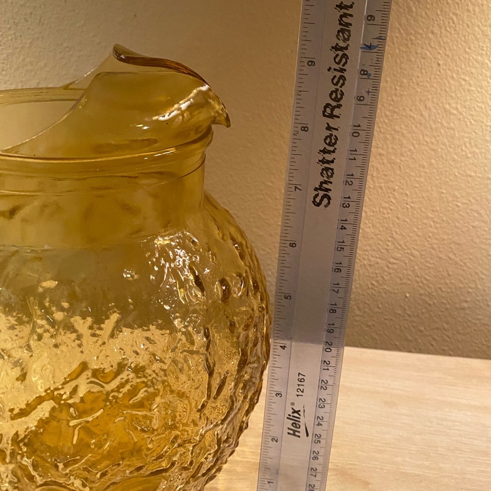 Anchor Hocking Vintage pebbled crinkle amber glass pitcher, no cracks or chips - Picture 9 of 9